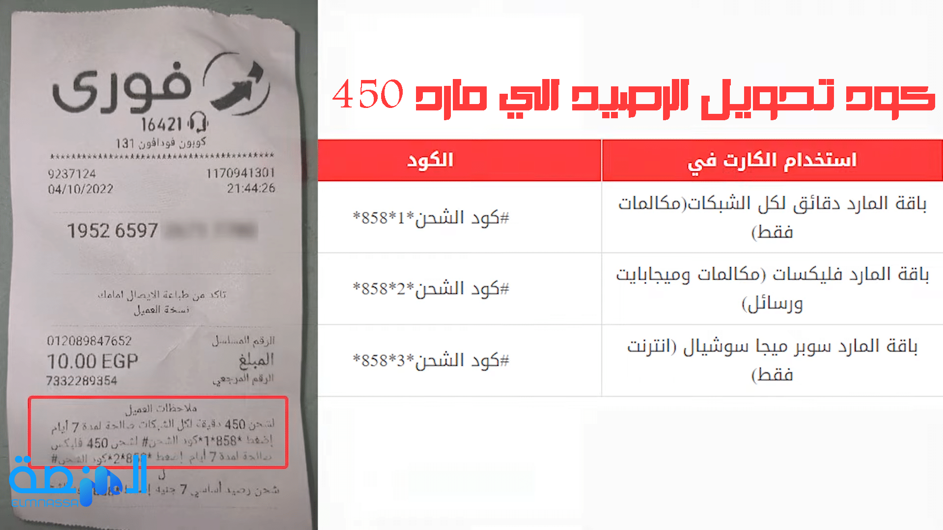 كود تحويل الرصيد الي مارد 450
